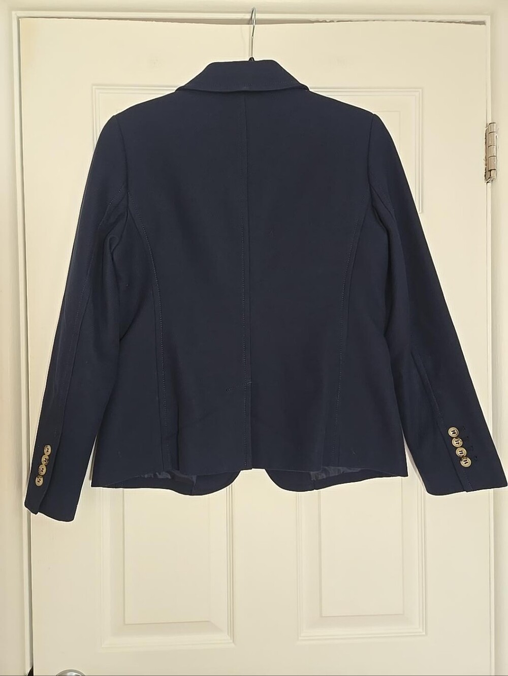 Talbots Navy Cotton Blazer Size 10 Tortoise Buttons Tailored Preppy Jacket - Picture 3 of 14